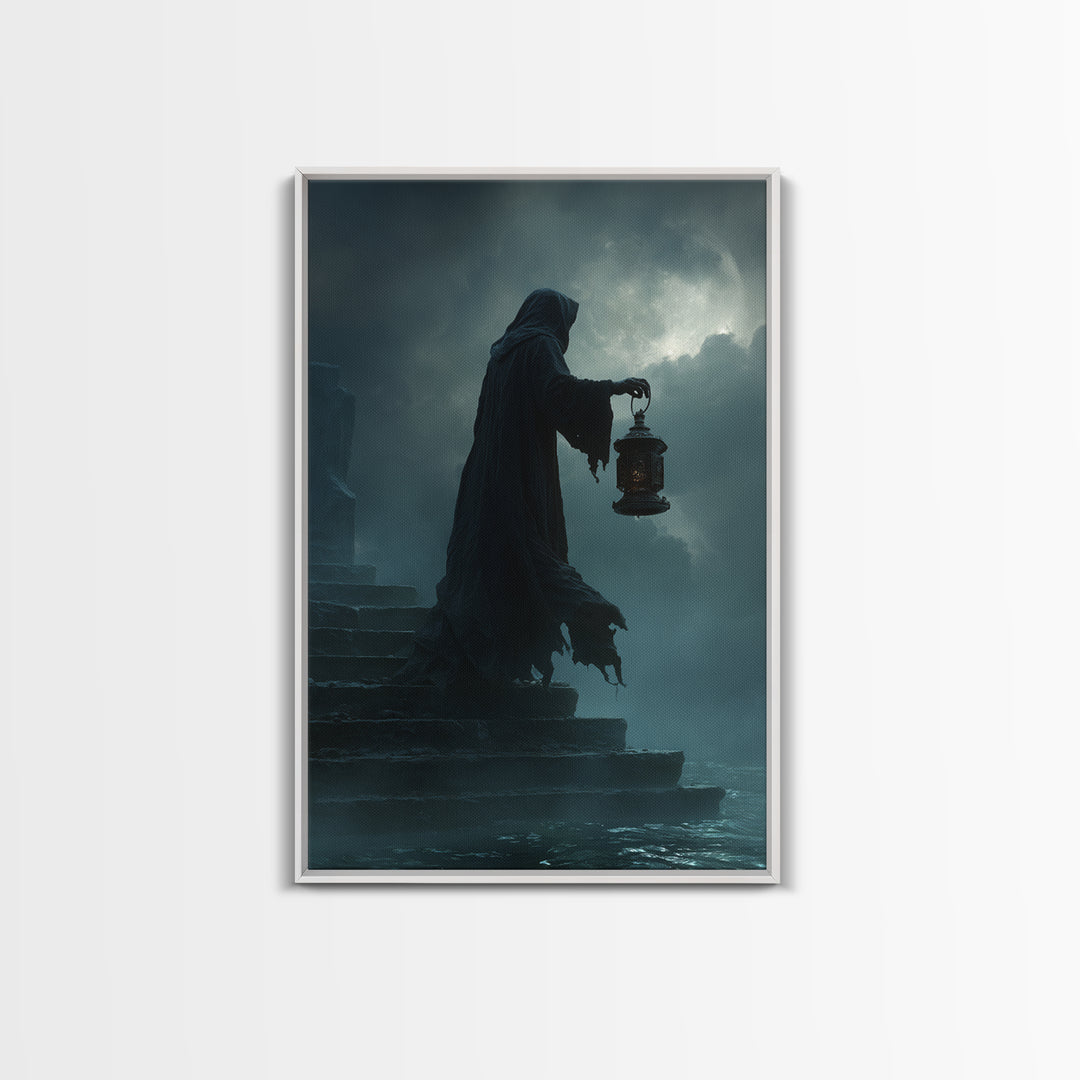 The Lantern-Bearer Of R’Lyeh, Vertical Wall Art, Macabre Wall Art, Canvas Print, Halloween Wall Decor, Gothic Home Decor, Halloween Wall Art