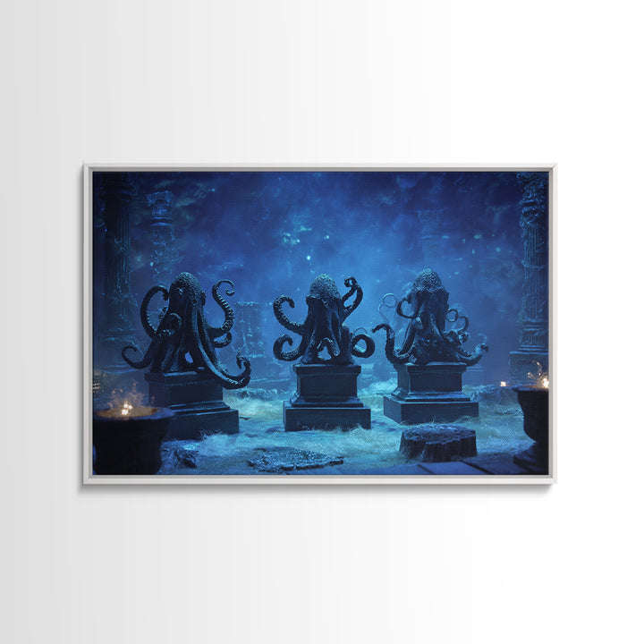 The Choir Of Deepwater Acolytes, Landscape Wall Art, Dark Fantasy Wall Art, Canvas Print, Halloween Wall Decor, Gothic Home Decor