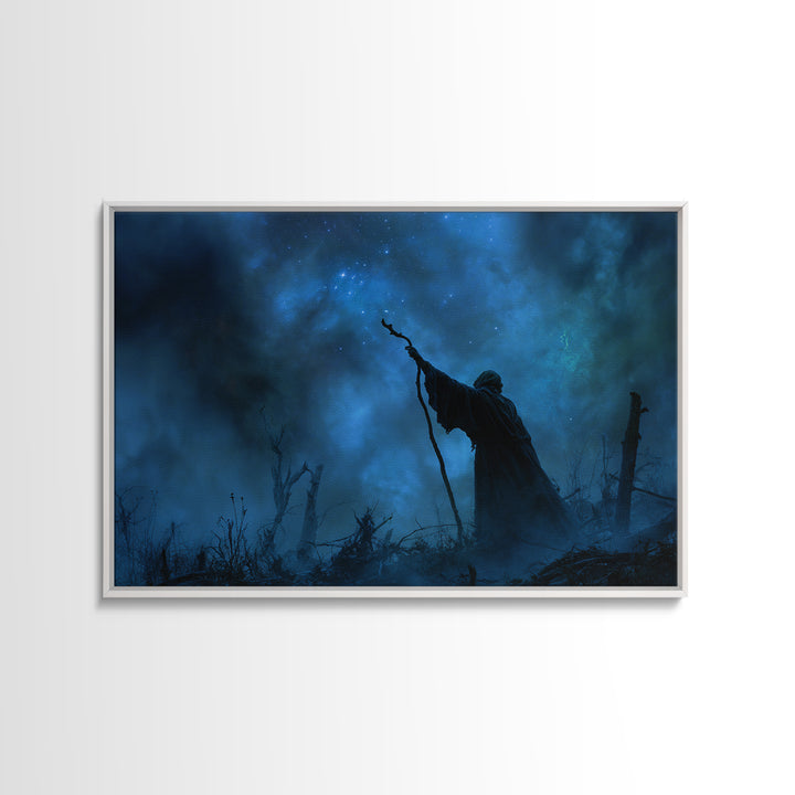 The Star-Seer Of Black Dunwich, Landscape Wall Art, Cosmic Horror Wall Art, Framed Canvas Print, Halloween Wall Decor, Gothic Home Decor