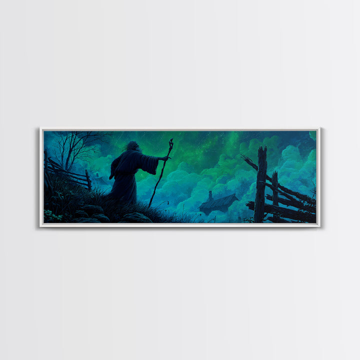 The Star-Seer Of Black Dunwich, Extra Wide Wall Art, Spooky Home Decor, Framed Canvas Print, Halloween Wall Decor, Gothic Home Decor