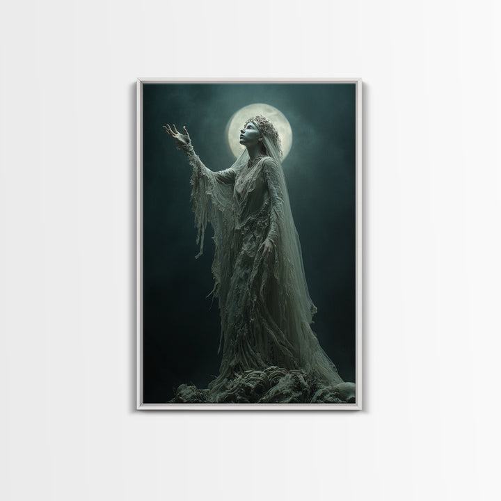 The Bride Of The Abyssal Moon, Vertical Wall Art, Dark Fantasy Wall Art, Canvas Print, Halloween Wall Decor, Gothic Home Decor