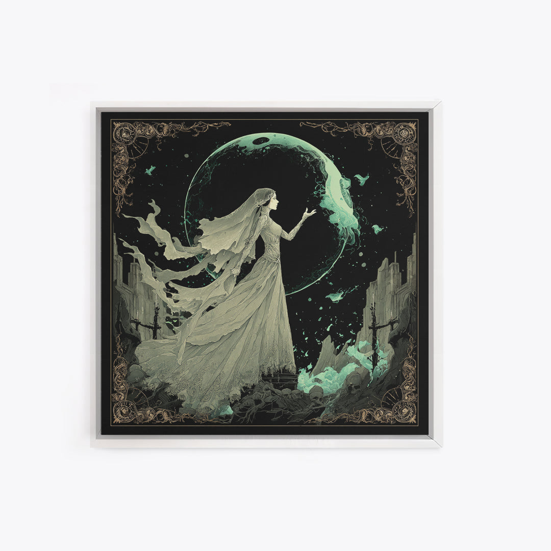 The Bride Of The Abyssal Moon, Square Wall Art, Dark Fantasy Wall Art, Canvas Print, Halloween Wall Decor, Gothic Home Decor
