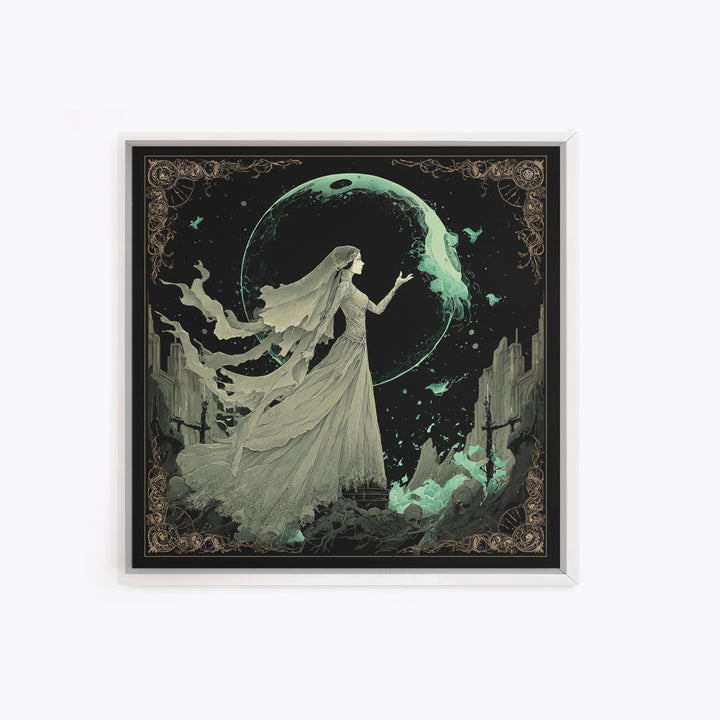 The Bride Of The Abyssal Moon, Square Wall Art, Dark Fantasy Wall Art, Canvas Print, Halloween Wall Decor, Gothic Home Decor