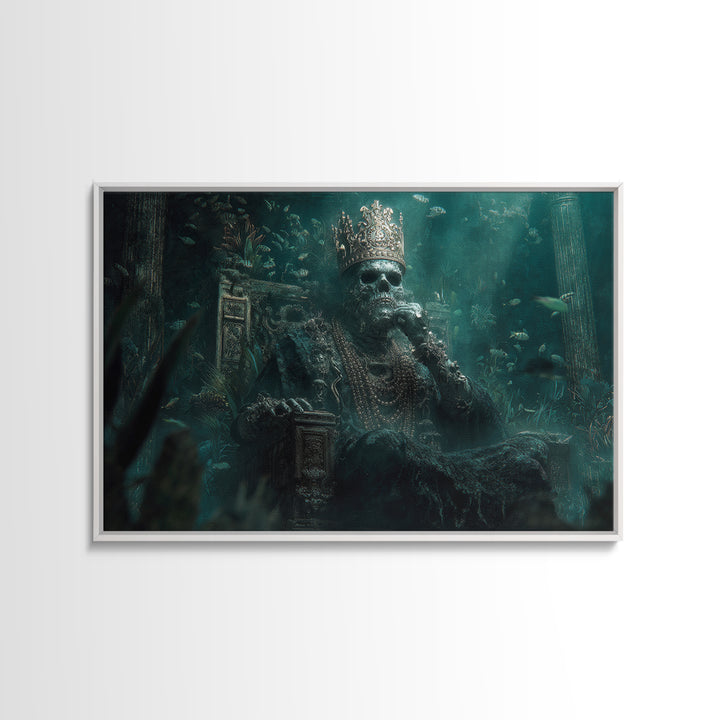 The Watcher In The Coral Throne, Landscape Wall Art, Eldritch Gothic Decor, Canvas Print, Halloween Wall Decor, Gothic Home Decor