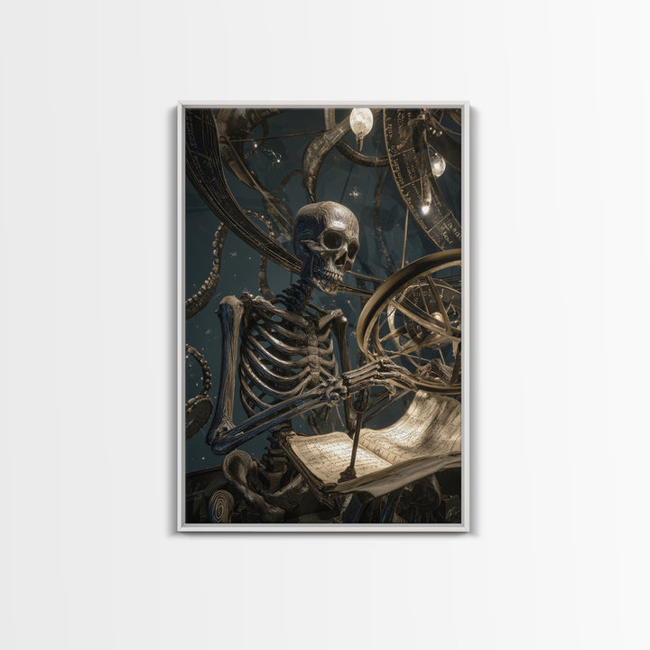 The Astronomer Of The Hollow Sky, Vertical Wall Art, Eldritch Gothic Decor, Framed Canvas Print, Halloween Wall Decor, Gothic Home Decor
