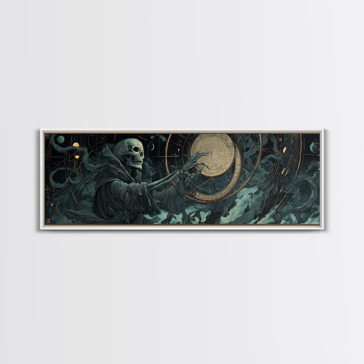 The Astronomer Of The Hollow Sky, Extra Wide Wall Art, Eldritch Gothic Decor, Framed Canvas Print, Halloween Wall Decor, Gothic Home Decor