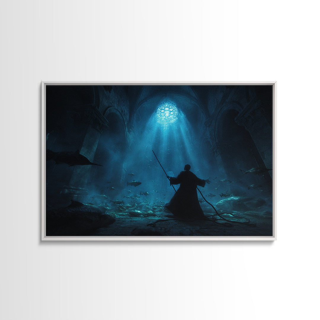 The Bellringer Of The Sunken Cathedral, Landscape Wall Art, Lovecraftian Horror Art, Canvas Print, Halloween Wall Decor, Gothic Home Decor