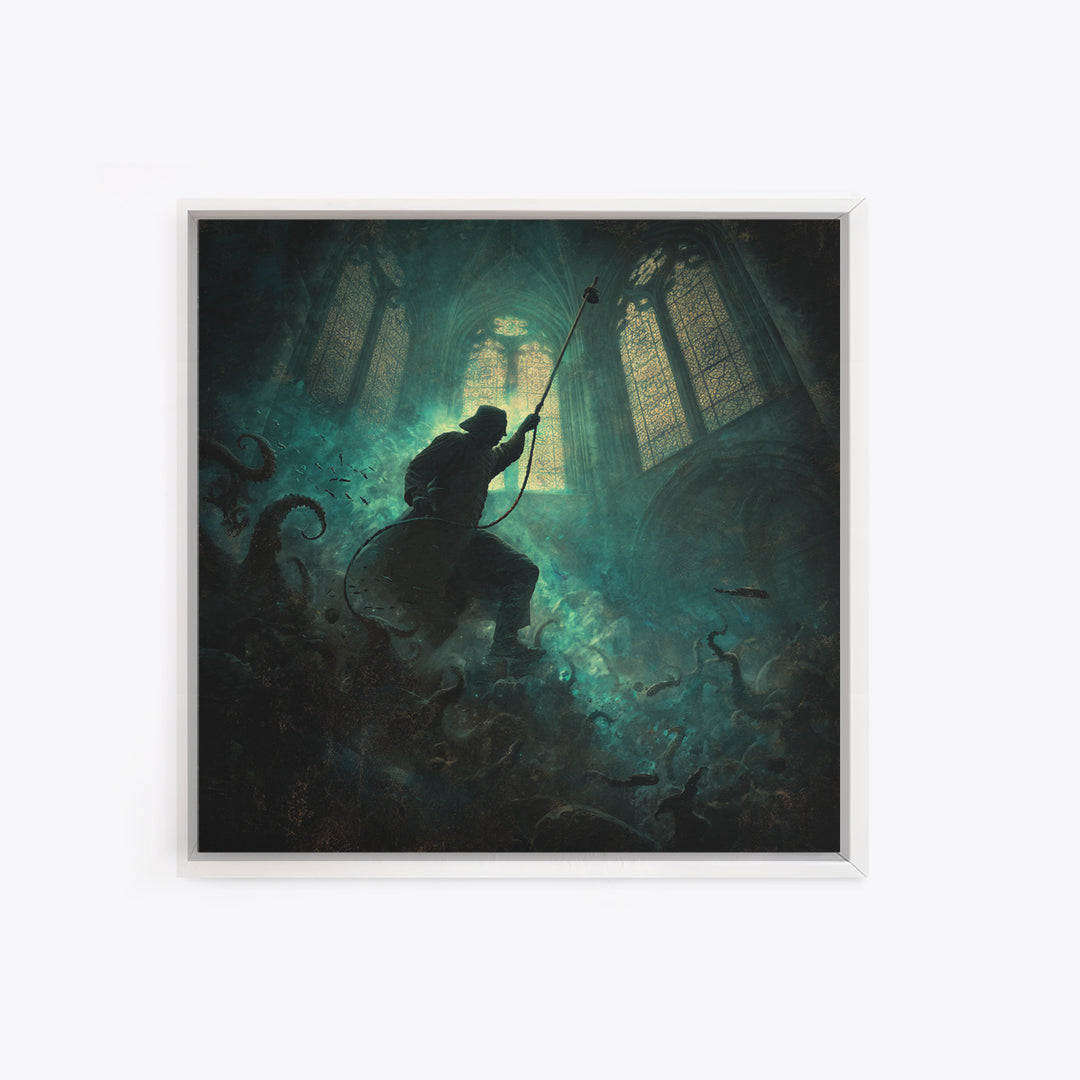 The Bellringer Of The Sunken Cathedral, Square Wall Art, Spooky Home Decor, Framed Canvas Print, Halloween Wall Decor, Gothic Home Decor