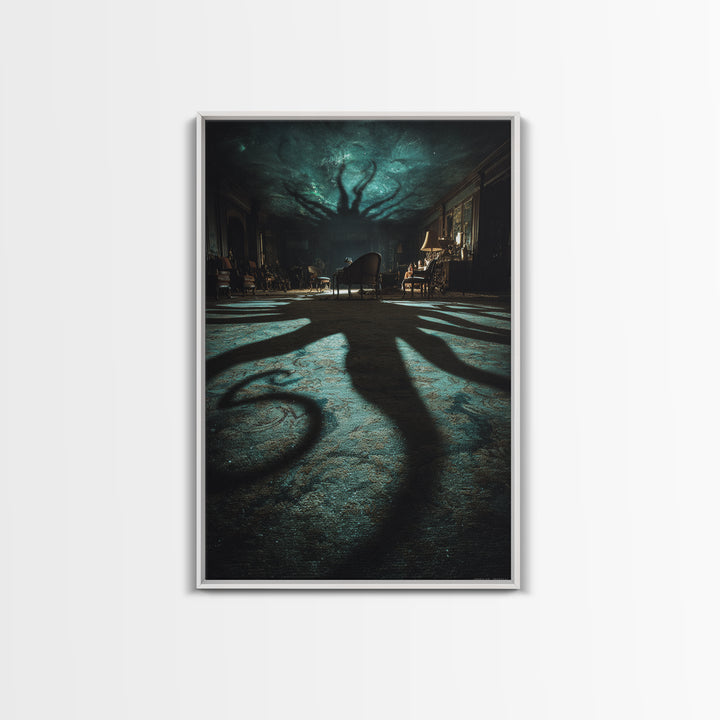 The Crawler Beneath The Floor Of Stars, Vertical Wall Art, Gothic Horror Wall Art, Canvas Print, Halloween Wall Decor, Gothic Home Decor