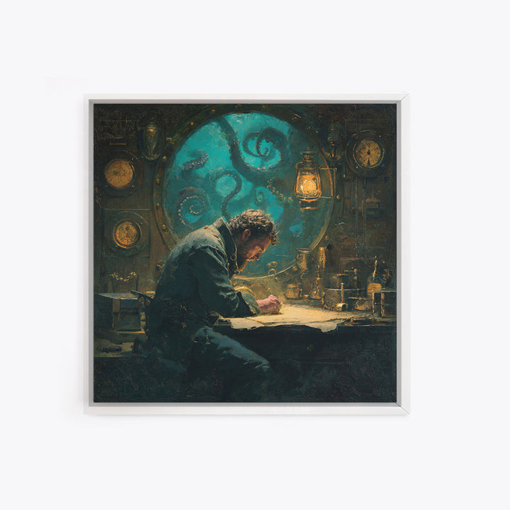 The Mapmaker Of Impossible Shores, Square Wall Art, Cosmic Horror Wall Art, Canvas Print, Halloween Wall Decor, Gothic Home Decor
