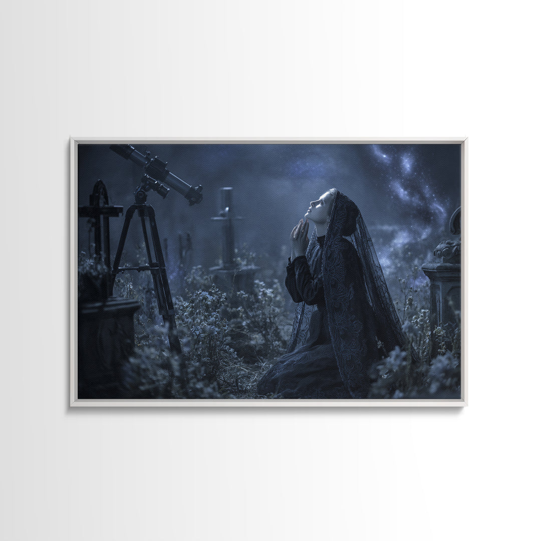 The Widow Of The Whispering Comet, Landscape Wall Art, Lovecraftian Horror Art, Canvas Print, Halloween Wall Decor, Gothic Home Decor