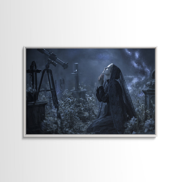 The Widow Of The Whispering Comet, Landscape Wall Art, Lovecraftian Horror Art, Canvas Print, Halloween Wall Decor, Gothic Home Decor