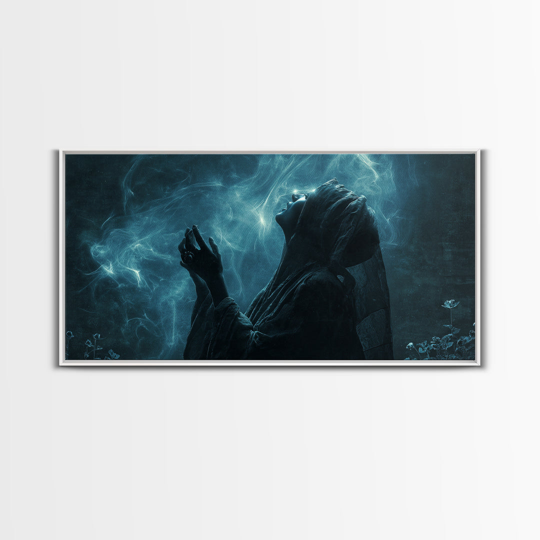 The Widow Of The Whispering Comet, Wide Panoramic Art, Spooky Home Decor, Canvas Print, Halloween Wall Decor, Gothic Home Decor