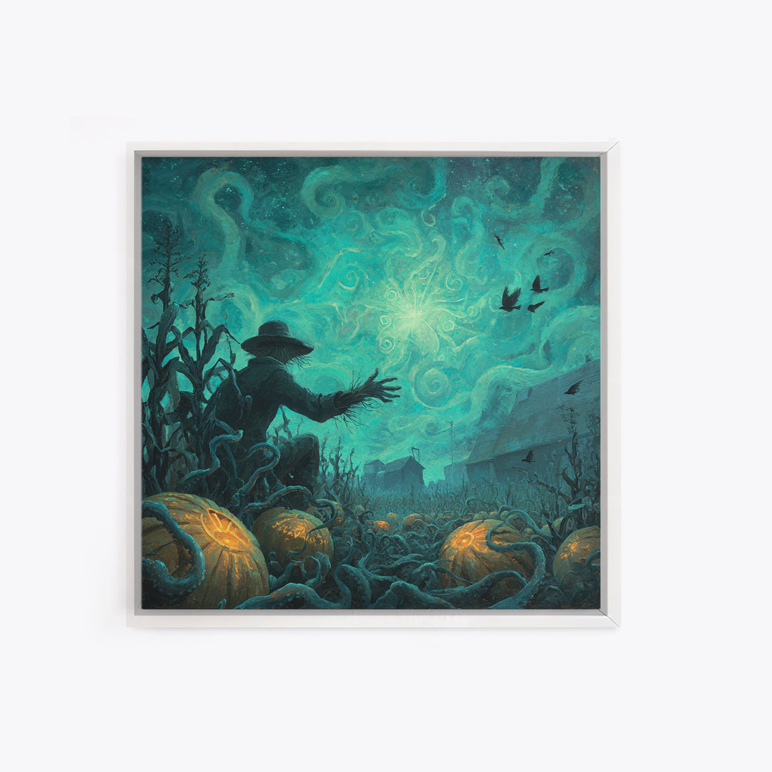 The Harvest Of The Eldritch Field, Square Wall Art, Macabre Wall Art, Framed Canvas Print, Halloween Wall Decor, Gothic Home Decor