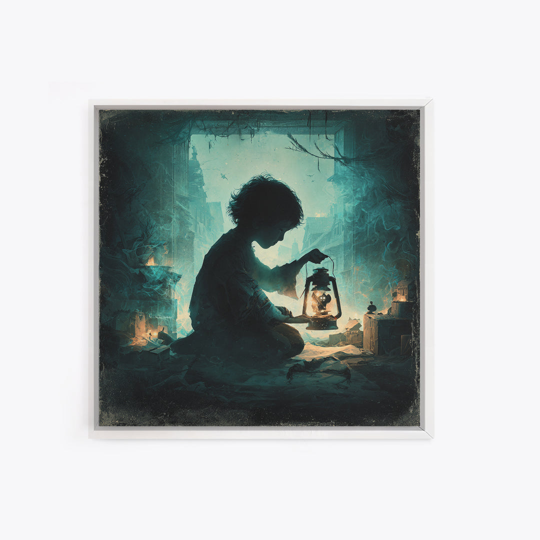 The Child Who Caught A Moon-Spawn, Square Wall Art, Eldritch Gothic Decor, Canvas Print, Halloween Wall Decor, Gothic Home Decor