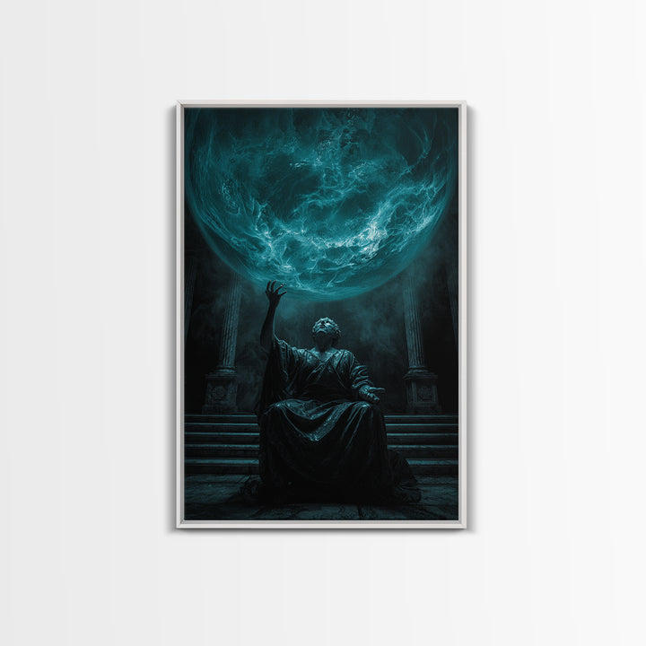 The Oracle Of The Glass Depths, Vertical Wall Art, Dark Fantasy Wall Art, Framed Canvas Print, Halloween Wall Decor, Gothic Home Decor