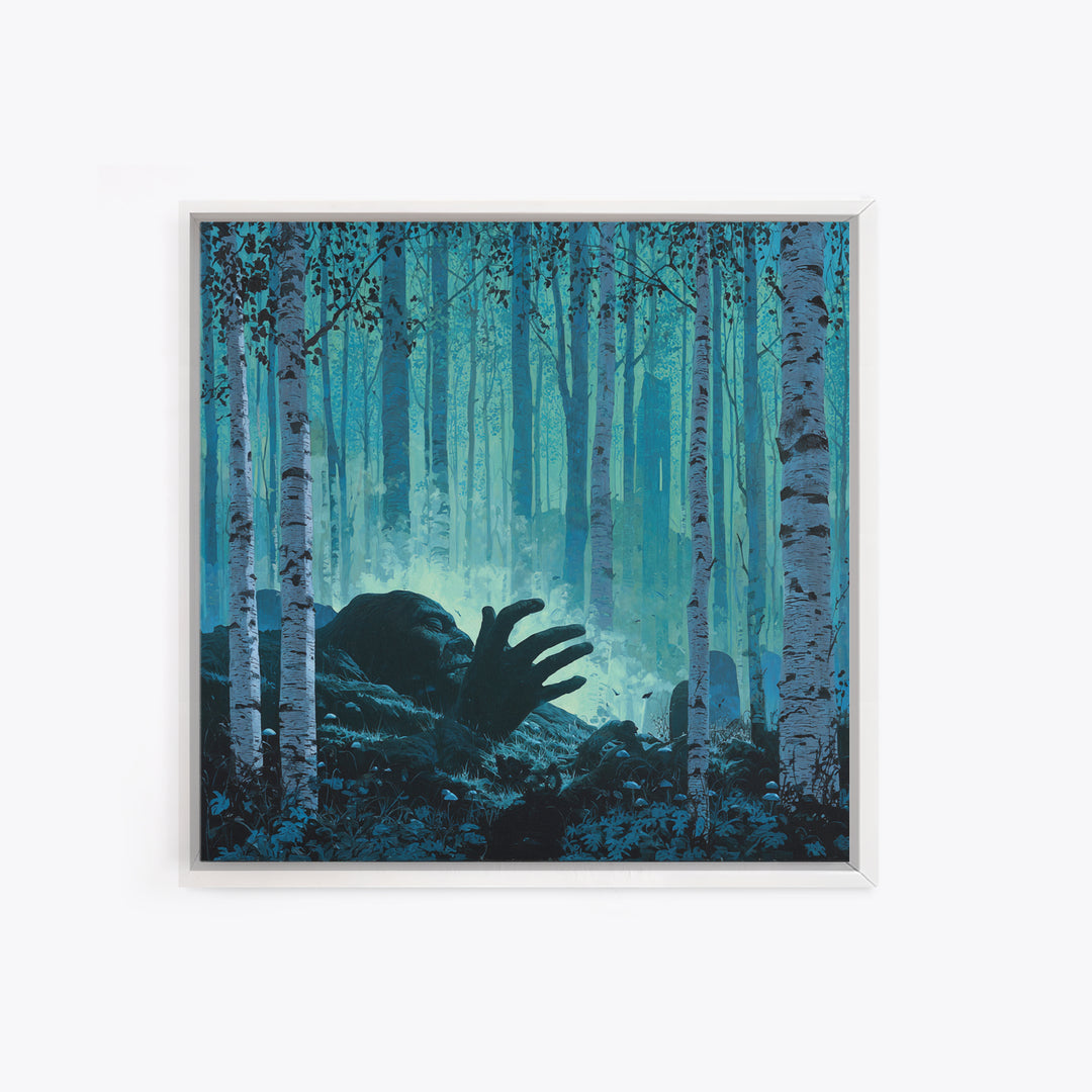 The Sleeper In The Birch Grove, Square Wall Art, Gothic Horror Wall Art, Framed Canvas Print, Halloween Wall Decor, Gothic Home Decor