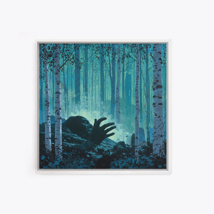 The Sleeper In The Birch Grove, Square Wall Art, Gothic Horror Wall Art, Framed Canvas Print, Halloween Wall Decor, Gothic Home Decor