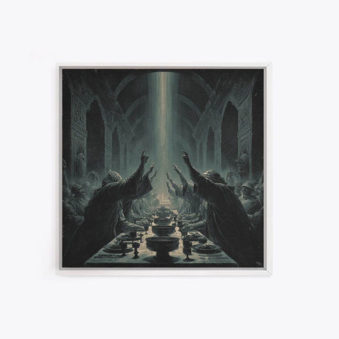 The Feast Of The Pale Cult, Square Wall Art, Macabre Wall Art, Canvas Print, Halloween Wall Decor, Gothic Home Decor, Halloween Decor