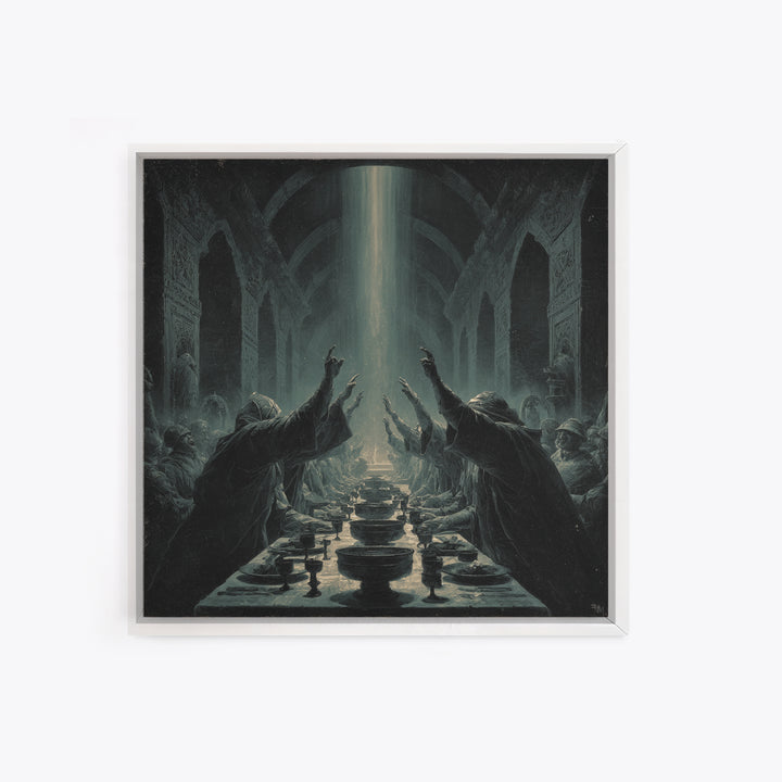 The Feast Of The Pale Cult, Square Wall Art, Macabre Wall Art, Canvas Print, Halloween Wall Decor, Gothic Home Decor, Halloween Decor