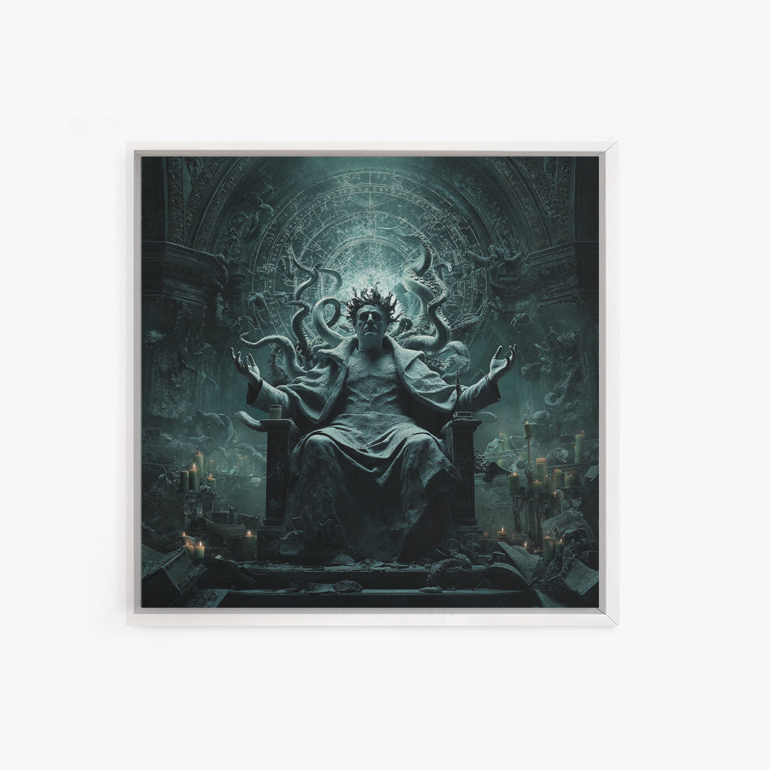 The Crown Of The Tentacled Saint, Square Wall Art, Dark Halloween Decor, Framed Canvas Print, Halloween Wall Decor, Gothic Home Decor