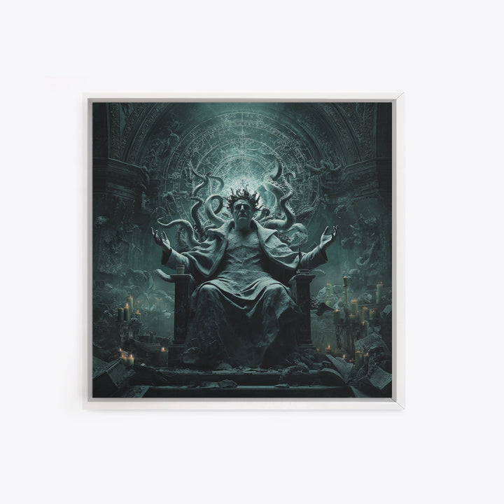 The Crown Of The Tentacled Saint, Square Wall Art, Dark Halloween Decor, Framed Canvas Print, Halloween Wall Decor, Gothic Home Decor