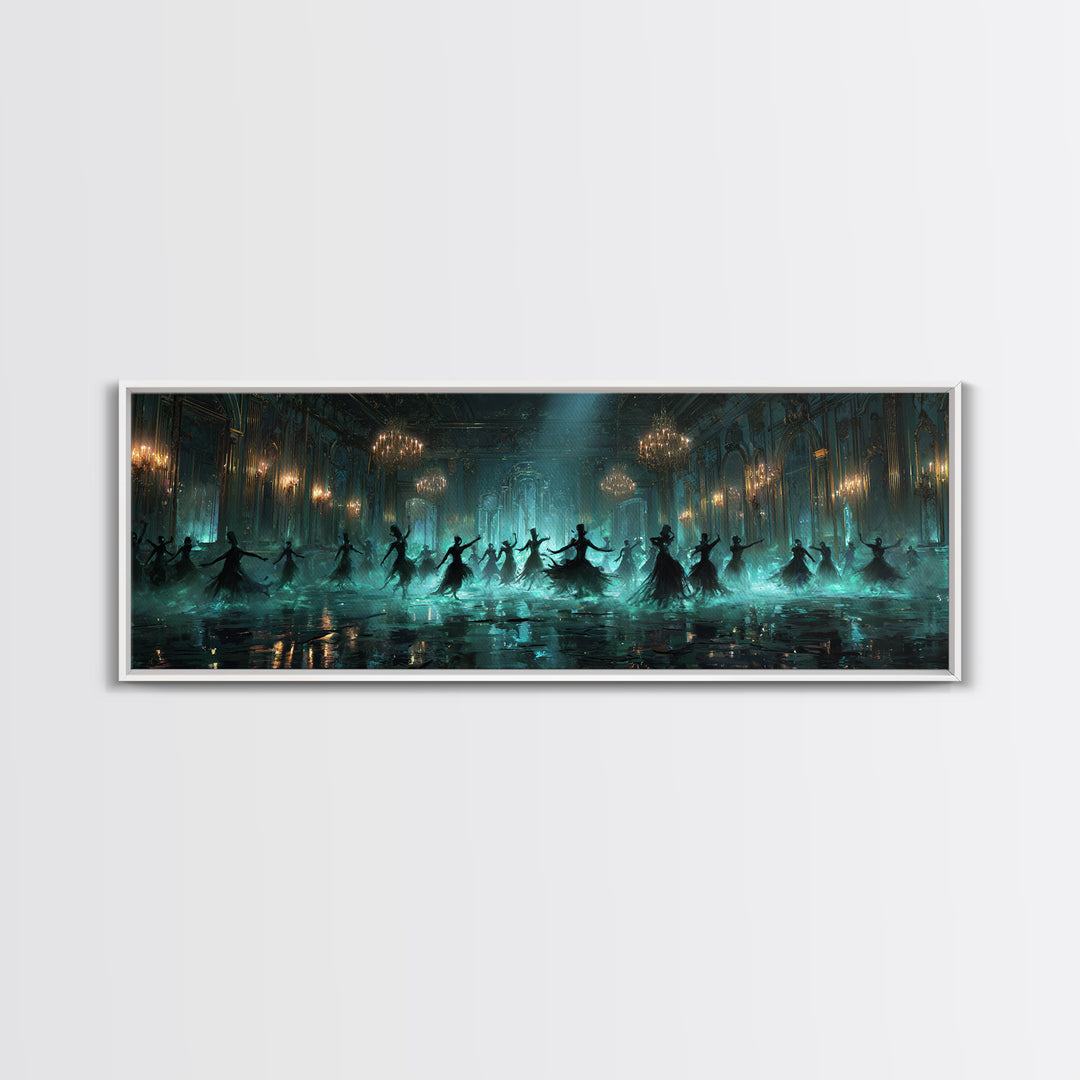 The Ballroom Of Silent Shoggoths, Extra Wide Wall Art, Cosmic Horror Wall Art, Framed Canvas Print, Halloween Wall Decor, Gothic Home Decor