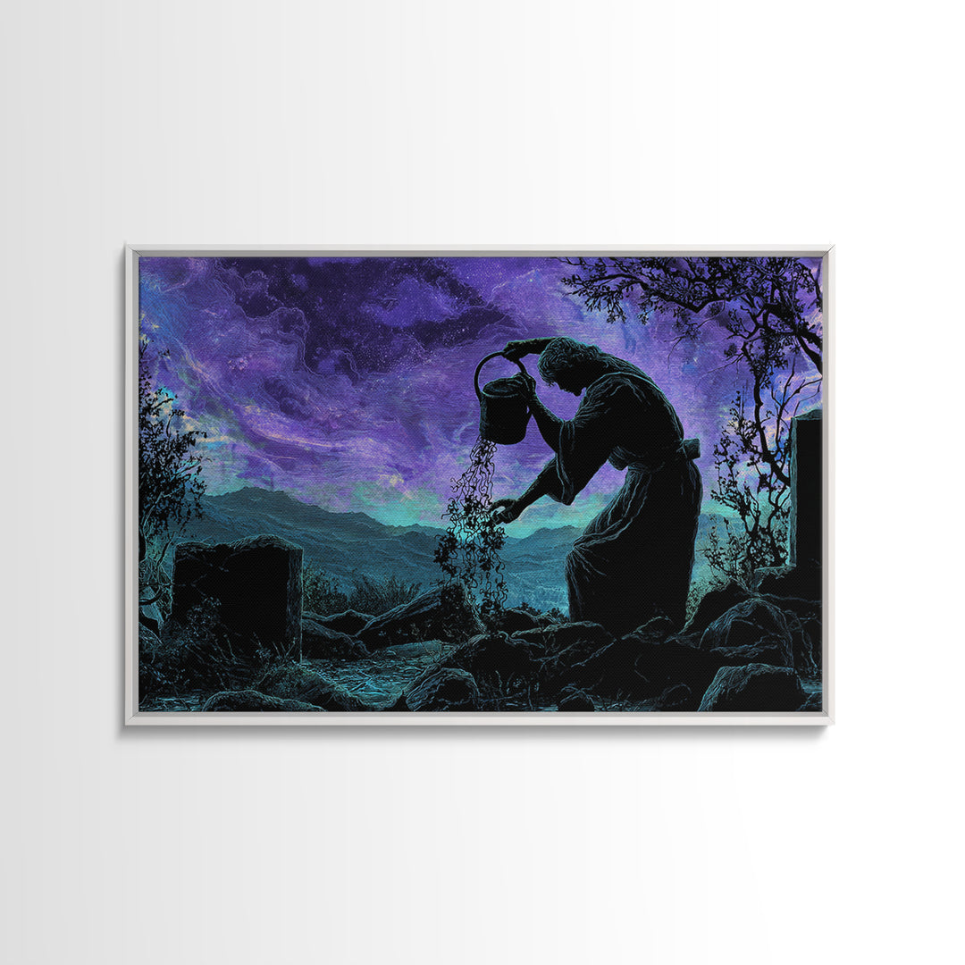 The Grave Gardener Of Yuggoth, Landscape Wall Art, Macabre Wall Art, Canvas Print, Halloween Wall Decor, Gothic Home Decor, Halloween Decor