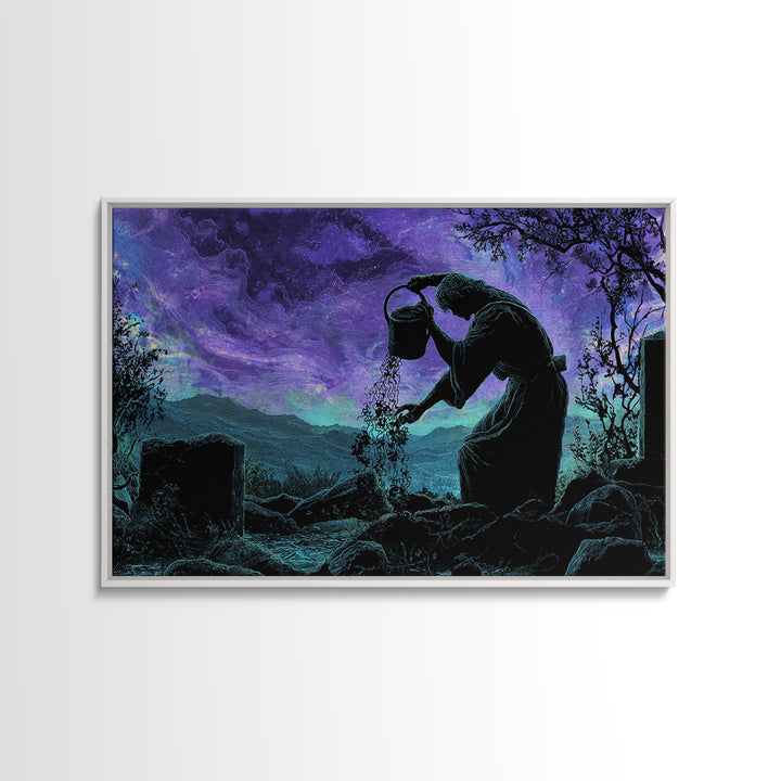 The Grave Gardener Of Yuggoth, Landscape Wall Art, Macabre Wall Art, Canvas Print, Halloween Wall Decor, Gothic Home Decor, Halloween Decor