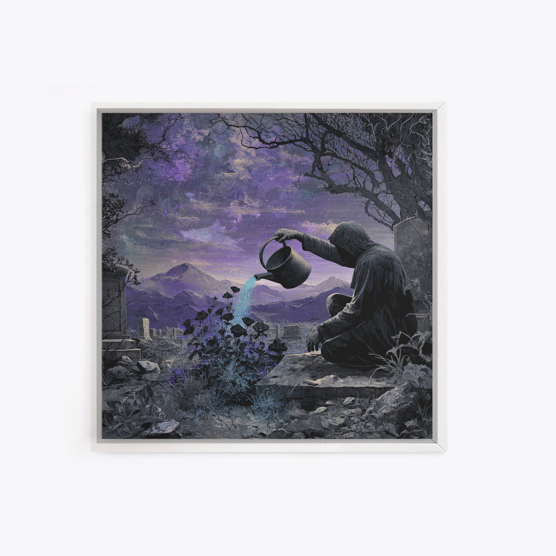 The Grave Gardener Of Yuggoth, Square Wall Art, Cosmic Horror Wall Art, Framed Canvas Print, Halloween Wall Decor, Gothic Home Decor