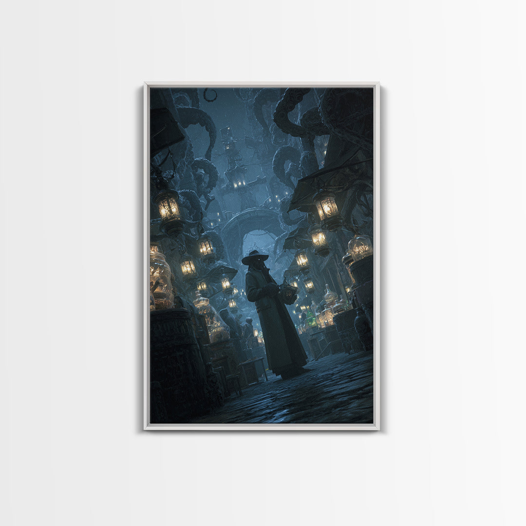The Lantern Market Beyond The Veil, Vertical Wall Art, Spooky Home Decor, Canvas Print, Halloween Wall Decor, Gothic Home Decor
