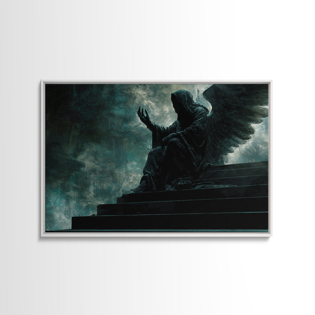 The Moth Prophet Of Kadath, Landscape Wall Art, Lovecraftian Horror Art, Framed Canvas Print, Halloween Wall Decor, Gothic Home Decor