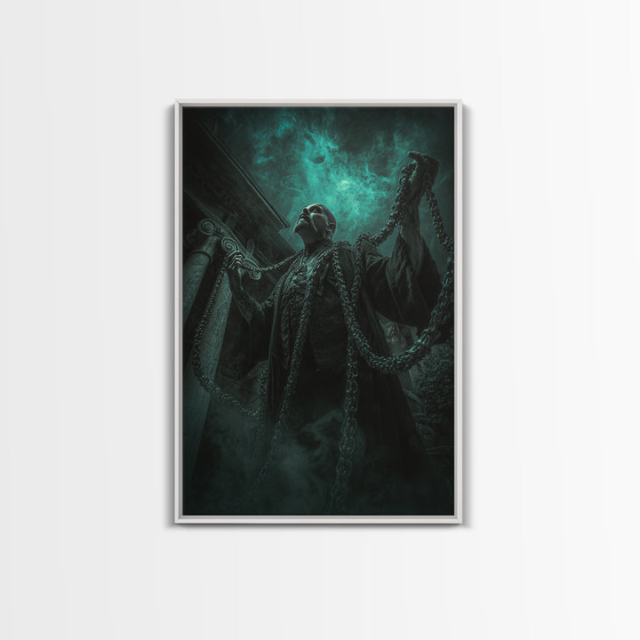 The Moonlit Shoggoth Menagerie, Vertical Wall Art, Macabre Wall Art, Framed Canvas Print, Halloween Wall Decor, Gothic Home Decor
