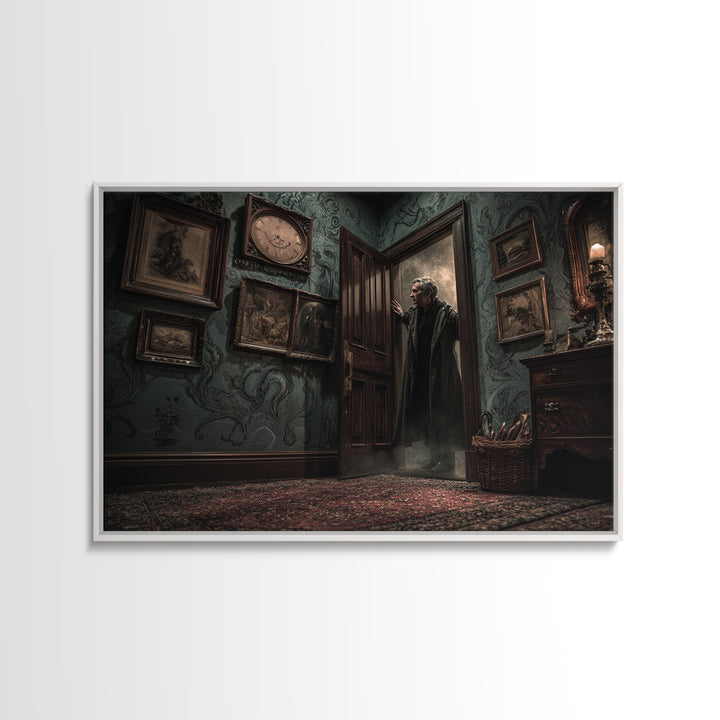 The Thirteenth Door Of Arkham House, Landscape Wall Art, Haunted Gothic Art, Canvas Print, Halloween Wall Decor, Gothic Home Decor