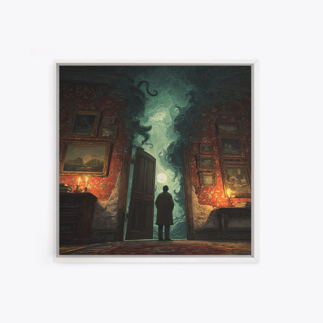 The Thirteenth Door Of Arkham House, Square Wall Art, Dark Fantasy Wall Art, Canvas Print, Halloween Wall Decor, Gothic Home Decor