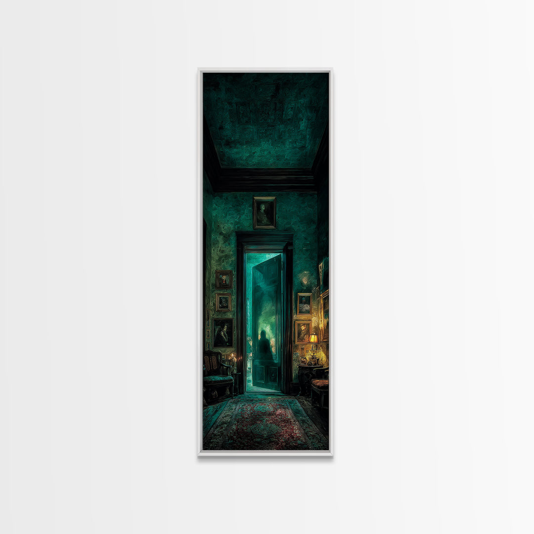 The Thirteenth Door Of Arkham House, Tall Narrow Wall Art, Spooky Home Decor, Canvas Print, Halloween Wall Decor, Gothic Home Decor
