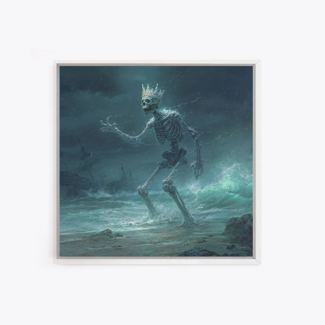 The Salt King Of The Black Shore, Square Wall Art, Dark Halloween Decor, Framed Canvas Print, Halloween Wall Decor, Gothic Home Decor