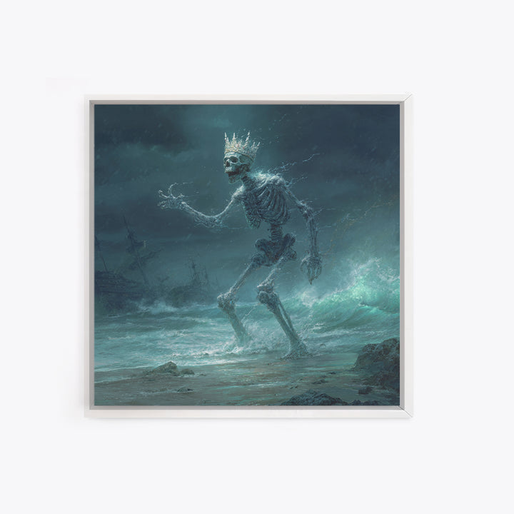 The Salt King Of The Black Shore, Square Wall Art, Dark Halloween Decor, Framed Canvas Print, Halloween Wall Decor, Gothic Home Decor
