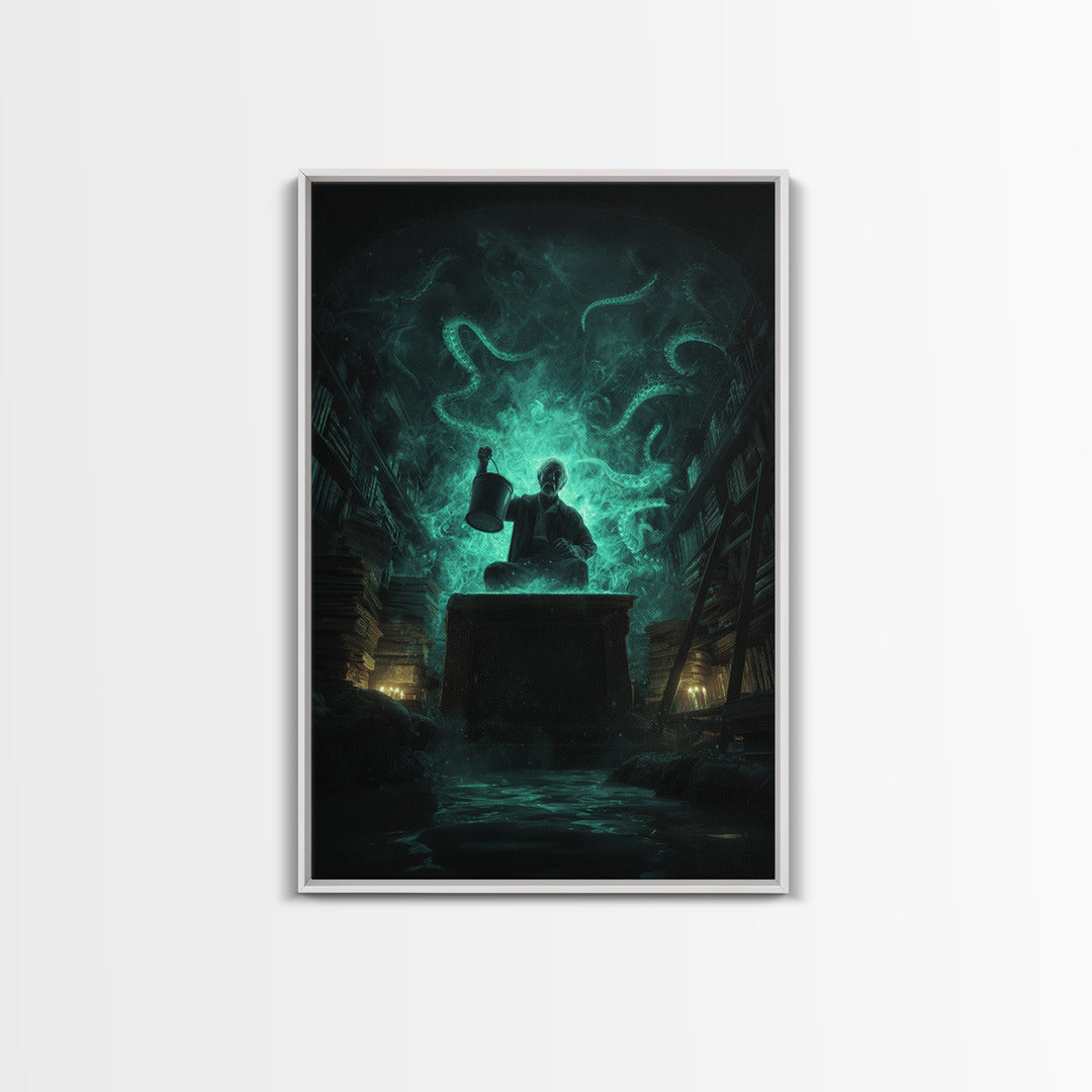 The Dreamwell Beneath Miskatonic, Vertical Wall Art, Dark Fantasy Wall Art, Canvas Print, Halloween Wall Decor, Gothic Home Decor