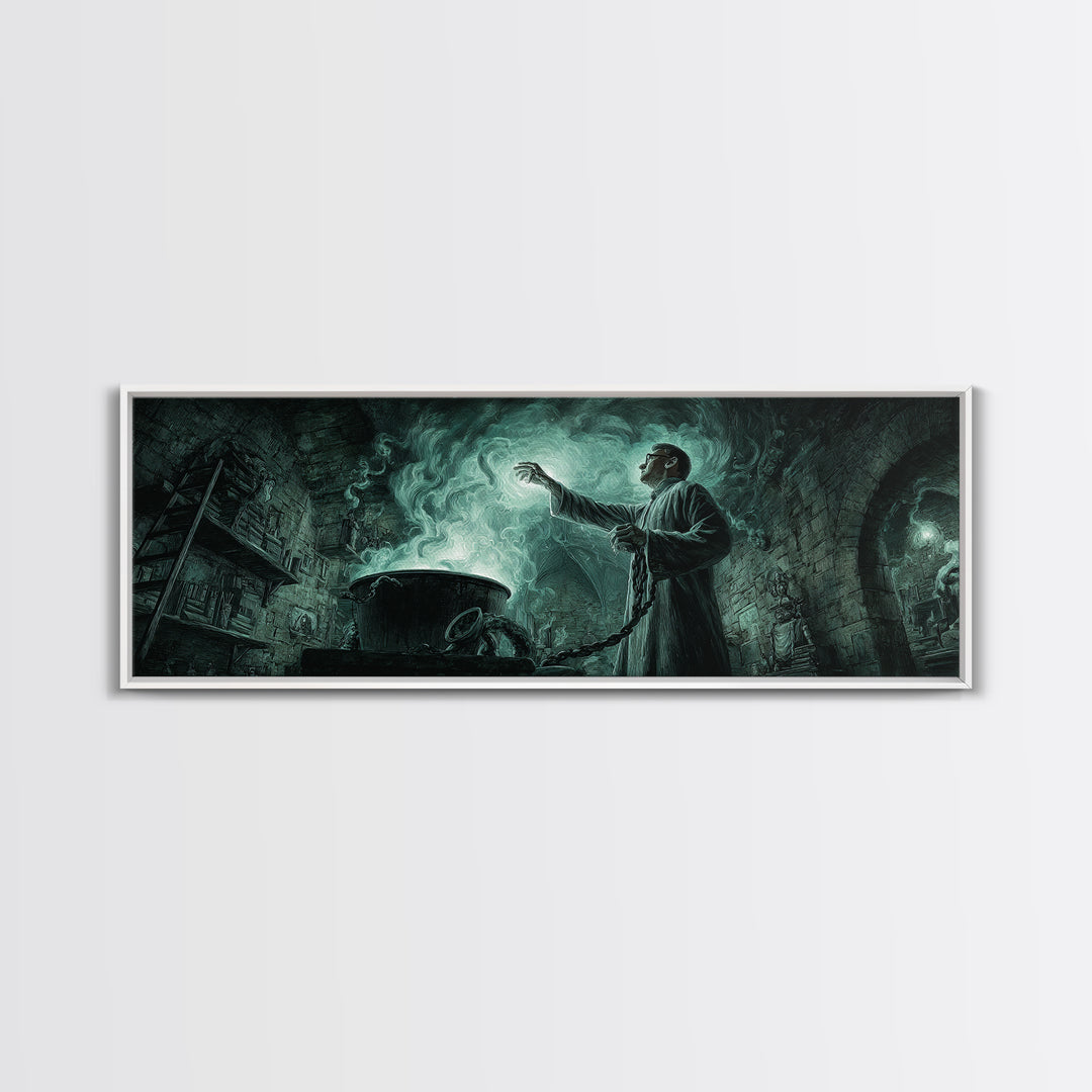 The Dreamwell Beneath Miskatonic, Extra Wide Wall Art, Eldritch Gothic Decor, Canvas Print, Halloween Wall Decor, Gothic Home Decor