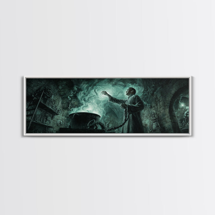 The Dreamwell Beneath Miskatonic, Extra Wide Wall Art, Eldritch Gothic Decor, Canvas Print, Halloween Wall Decor, Gothic Home Decor