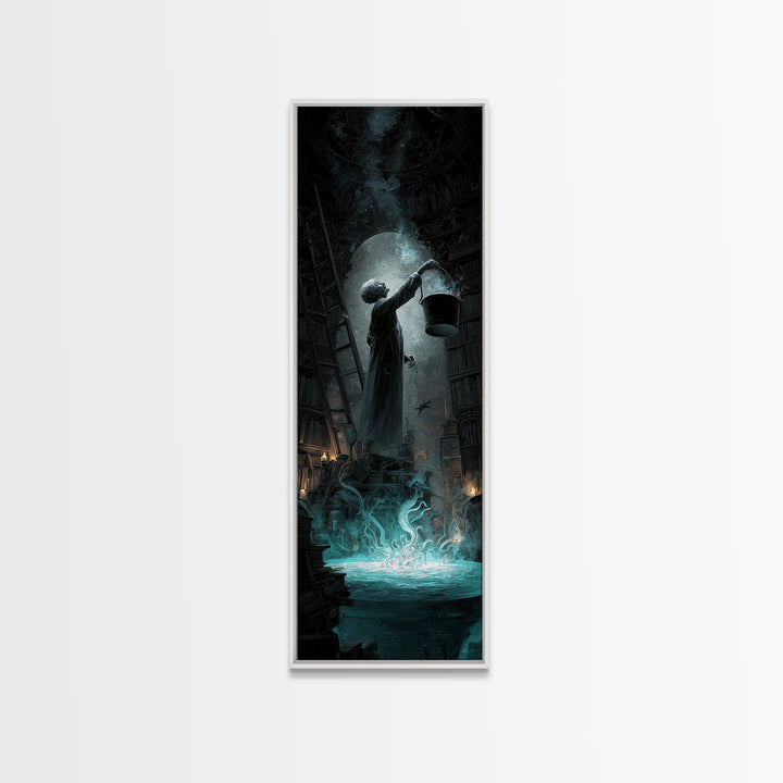 The Dreamwell Beneath Miskatonic, Tall Narrow Wall Art, Cosmic Horror Wall Art, Framed Canvas Print, Halloween Wall Decor, Gothic Home Decor