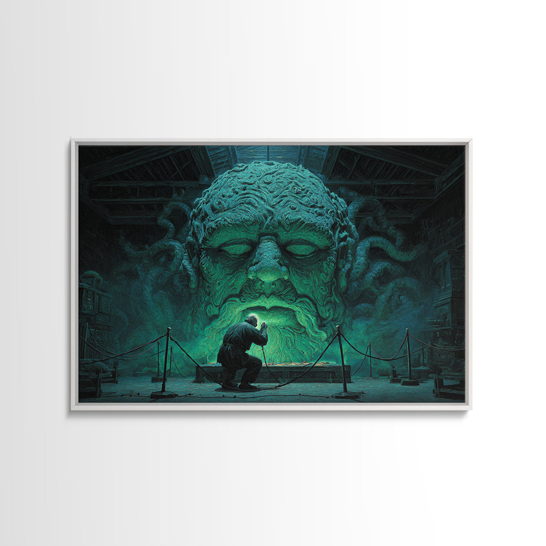 The Custodian Of The Whispering Idol, Landscape Wall Art, Dark Halloween Decor, Canvas Print, Halloween Wall Decor, Gothic Home Decor
