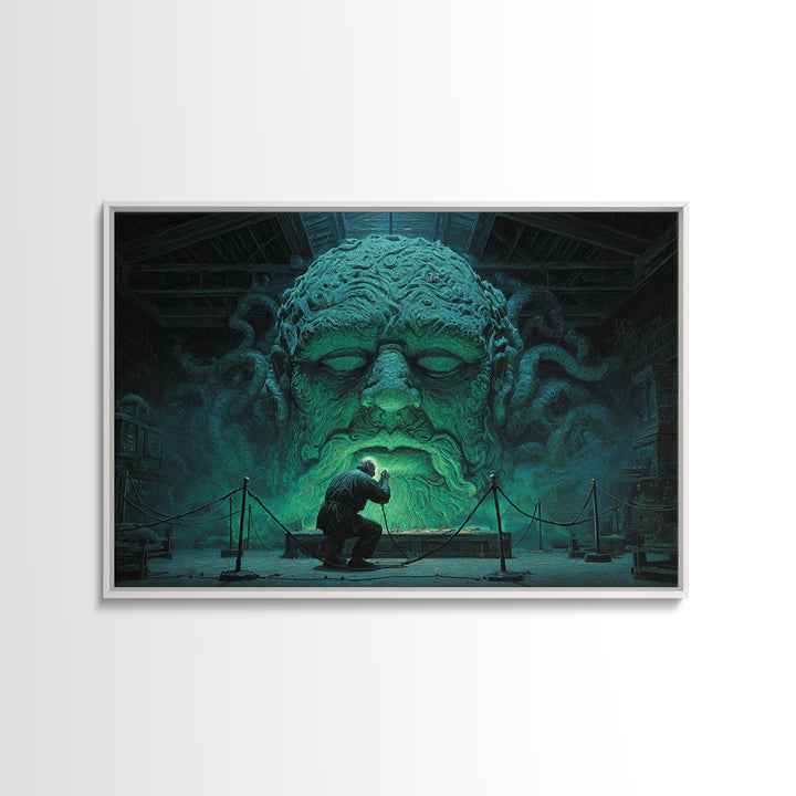 The Custodian Of The Whispering Idol, Landscape Wall Art, Dark Halloween Decor, Canvas Print, Halloween Wall Decor, Gothic Home Decor