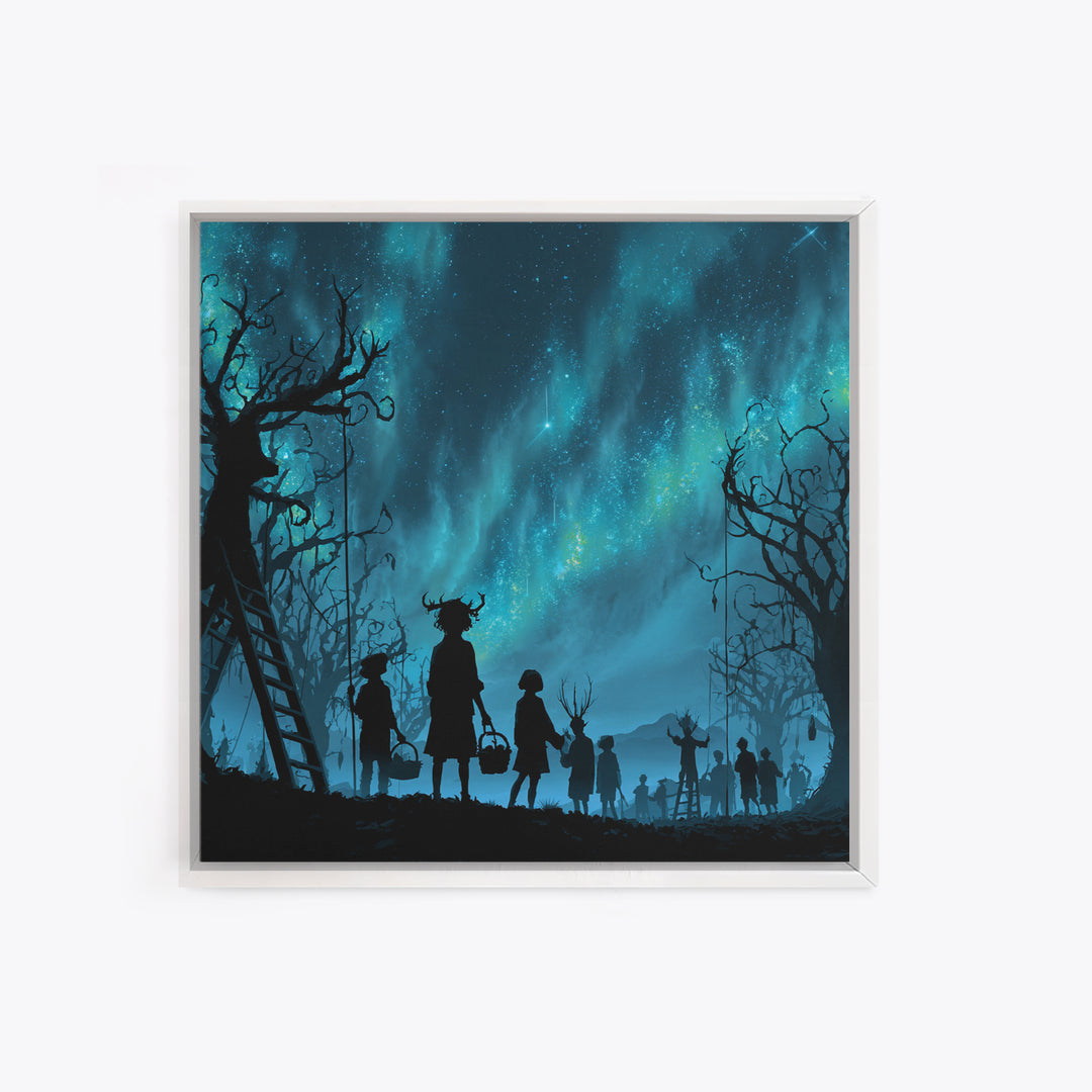 The Children Of The Star Orchard, Square Wall Art, Eldritch Gothic Decor, Framed Canvas Print, Halloween Wall Decor, Gothic Home Decor