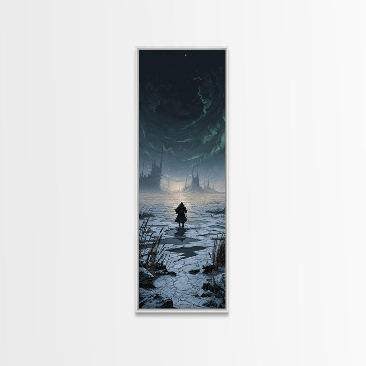The Frost Beyond Carcosa, Tall Narrow Wall Art, Gothic Horror Wall Art, Framed Canvas Print, Halloween Wall Decor, Gothic Home Decor