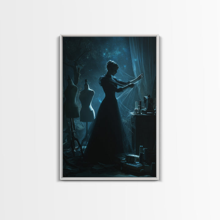 The Seamstress Of Living Nebulae, Vertical Wall Art, Eldritch Gothic Decor, Canvas Print, Halloween Wall Decor, Gothic Home Decor