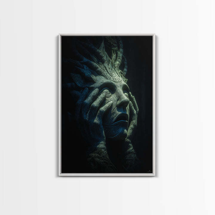 The Mask Of The Crawling God, Vertical Wall Art, Eldritch Gothic Decor, Canvas Print, Halloween Wall Decor, Gothic Home Decor