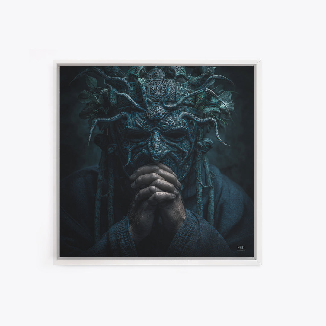 The Mask Of The Crawling God, Square Wall Art, Eldritch Gothic Decor, Canvas Print, Halloween Wall Decor, Gothic Home Decor, Horror Wall Art