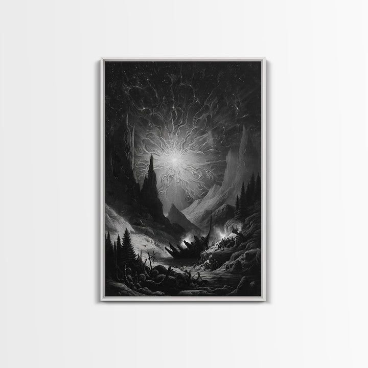 The Candelit Ark Of Forgotten Stars, Vertical Wall Art, Dark Fantasy Wall Art, Canvas Print, Halloween Wall Decor, Gothic Home Decor